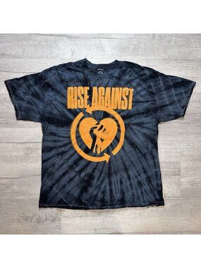 Rise Against Blurred HeartFist T-Shirt Men's 2XL Black Spider Dye Band Tee